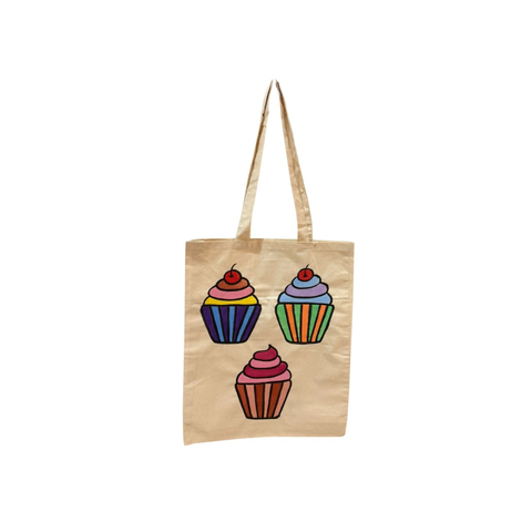 Jute Bags (Handpainted) - cup cakes