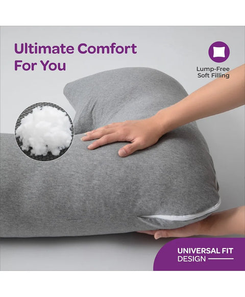 MOON Organic J Shaped Maternity Pillow-Light Grey