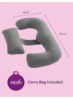 MOON Organic Multi Position Maternity Pillow with Detachable back support -Light Grey