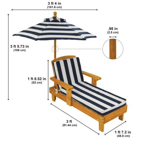 Outdoor Chaise with Umbrella - Navy - www.toybox.ae