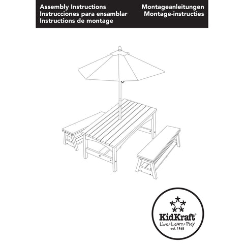 Kidkraft Outdoor Table/Bench Set - Oatmeal & White Stripe - www.toybox.ae