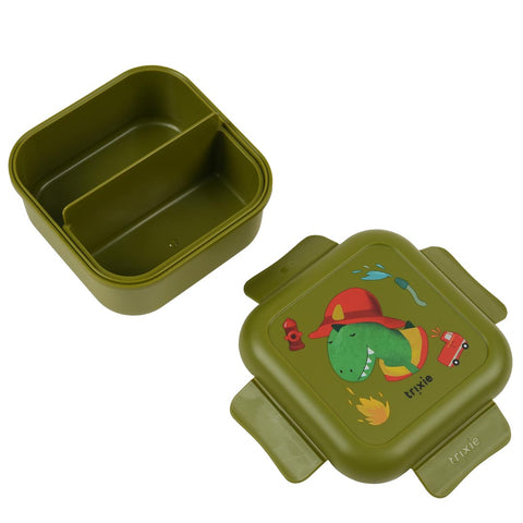 Trixie - School Lunch Set of 3 - Leakproof Lunch Box With Clips + Leakproof Snack Box + 500ml Tritan Bottle - Mr. Dino