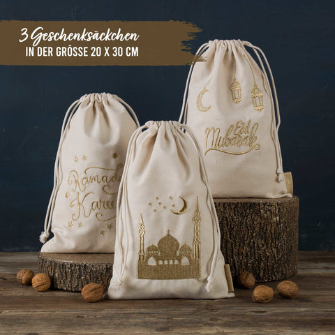 Ramadan linen bags - set of 3 - set 2