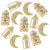 12 Ramadan motif clips wood gold - set 1