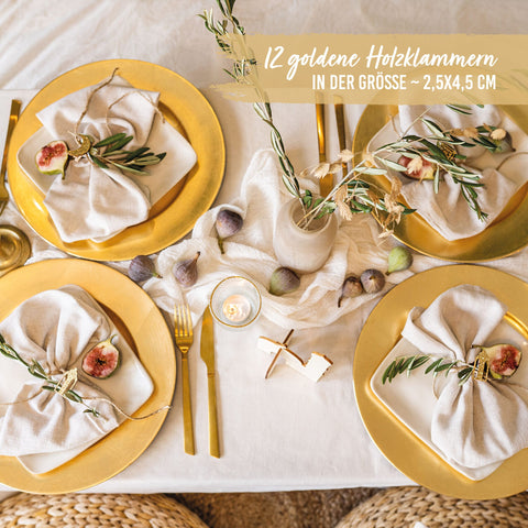 12 Ramadan Motif Clips Wood Gold