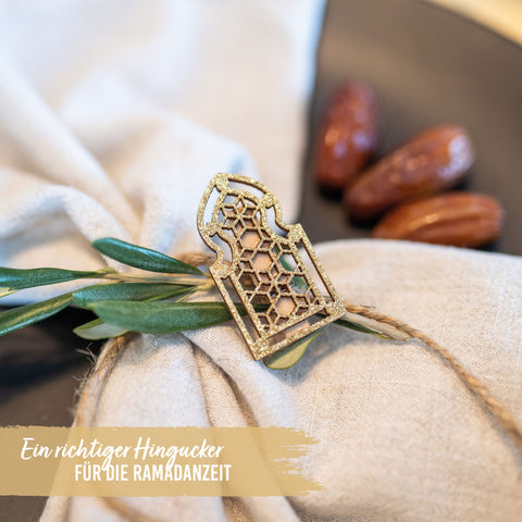 12 Ramadan Motif Clips Wood Gold