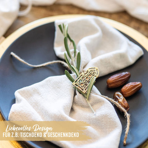 12 Ramadan Motif Clips Wood Gold