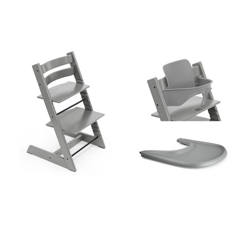 Stokke Tripp Trapp Chair Babyset Tray Bundle Storm Gray