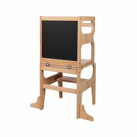 100% Natural Beech Wood Learning Tower - Natural
