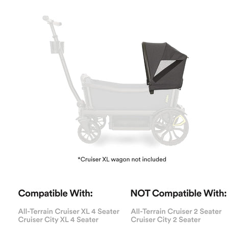 Veer Cruiser XL Retractable Canopy | UV 50+ Sun Protection Canopy for Veer All-Terrain Cruiser XL 4 Seater | Easy-Attach Weather-Resistant Shade | Gray