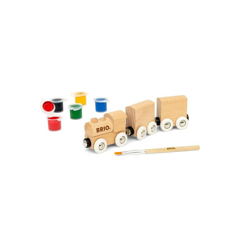 BRIO Paint Train – Customisable Wooden Toy Train with Brush & 5 Acrylic Paints – Age 5+