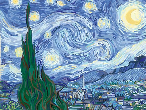 CreArt Canvas Edition Starry Night (Van Gogh) Paint‑by‑Numbers Kit