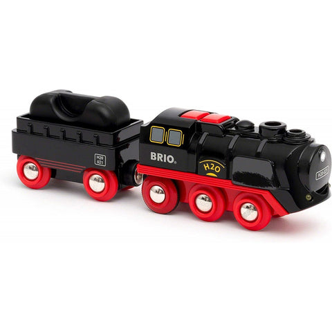 BRIO Battery-Operated Steaming Train with Cargo Wagon & Water Filler – Age 3+