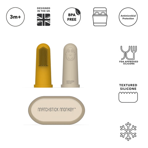 2 x Finger Toothbrush and Case - Lion and Giraffe