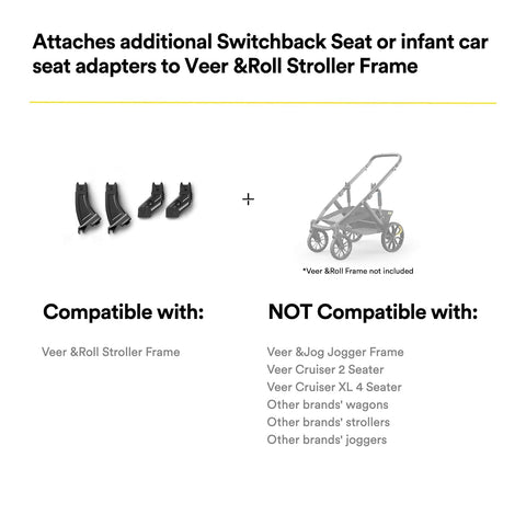 Veer Switchback Second Seat Adapter Kit | Add a Second Switchback Seat, Bassinet or Infant Car Seat | Compatible with &Roll Stroller Frame | Easy Installation