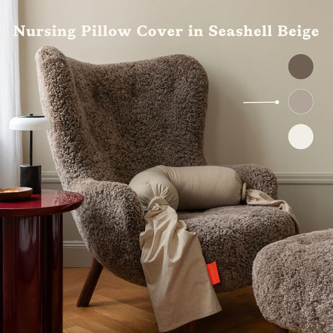 BBHUGME Organic Nursing Pillow Cover Seashell Beige