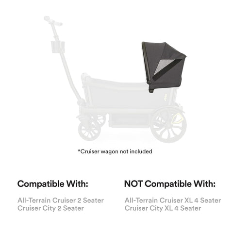Veer Cruiser Retractable Canopy | UV 50+ Sun Protection Canopy for All-Terrain Cruiser 2 Seater | Easy-Attach Weather-Resistant Shade | Gray