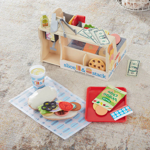 Wooden Slice & Stack Sandwich Counter