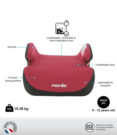 Nania - TOPO Kids Booster Car Seat For Group 2/3 (6-12 years) - Bordeau