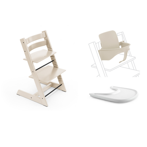 Stokke Tripp Trapp Chair Babyset Tray Bundle Vanilla White