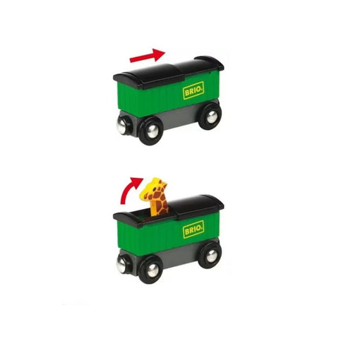 BRIO - Safari Train with Pop-Up Giraffe & Zebra – Age 3+