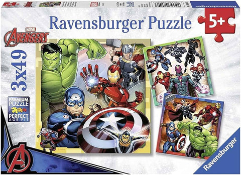3 × 49‑Piece Marvel Avengers Assemble Jigsaw Puzzle Set