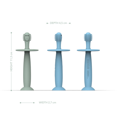 Training Toothbrush With Stopper - Mint Green and Light Blue