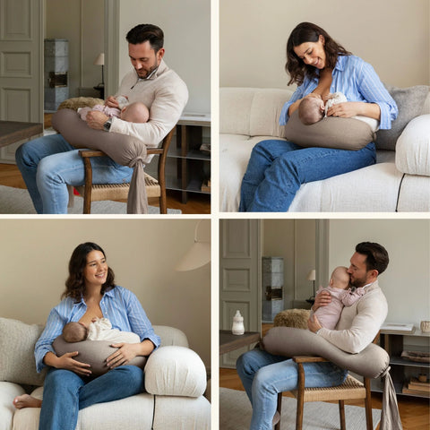 BBHUGME Adjustable Nursing Pillow - Hazel Brown / Stone