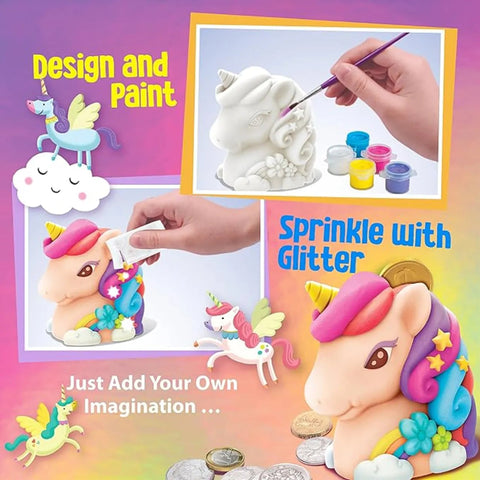 4M KidzMaker/Paint Your Own Mini Glitter Unicorn Bank