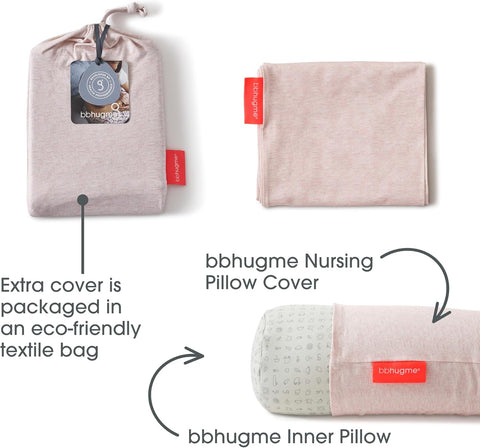 BBHUGME Organic Nursing Pillow Cover Pink Melange