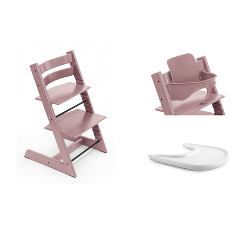 Stokke Tripp Trapp Chair Babyset Tray Bundle Heather Mauve