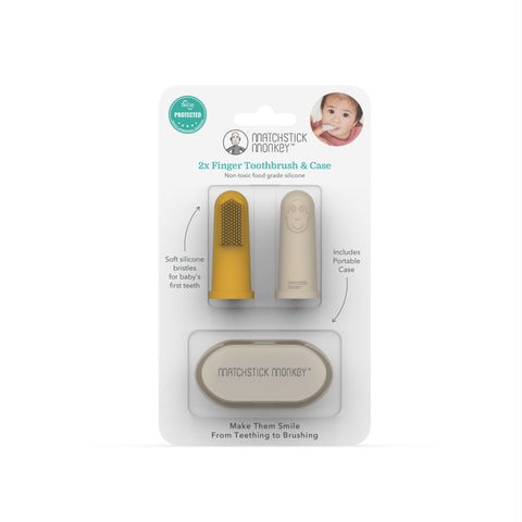 2 x Finger Toothbrush and Case - Lion and Giraffe