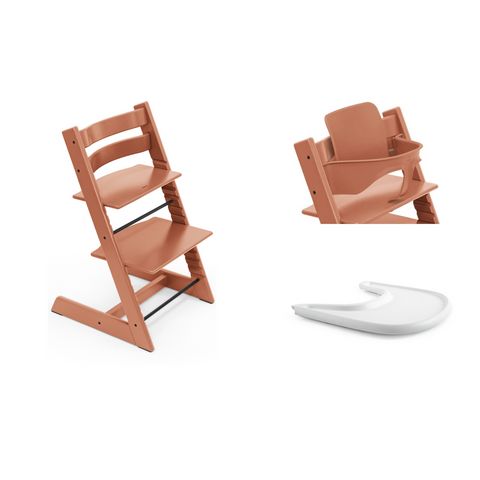 Stokke Tripp Trapp Chair Babyset Tray Bundle Teracotta