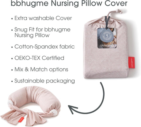 BBHUGME Organic Nursing Pillow Cover Pink Melange