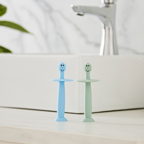 Training Toothbrush With Stopper - Mint Green and Light Blue