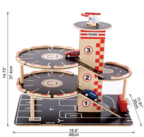 Hape - Park & Go Garage - Wooden Parking Garage 4pcs