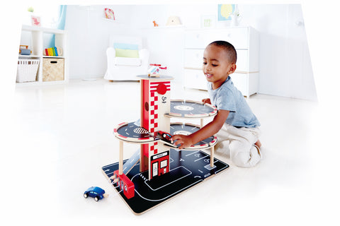 Hape - Park & Go Garage - Wooden Parking Garage 4pcs