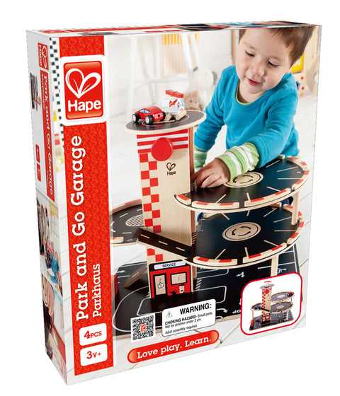 Hape - Park & Go Garage - Wooden Parking Garage 4pcs