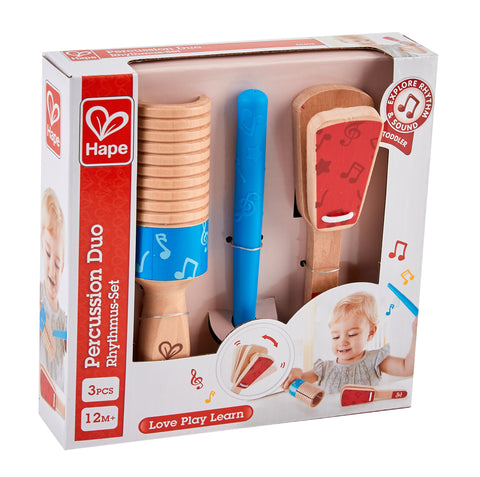 Hape Wooden Percussion Duo Musical Set - 3pcs