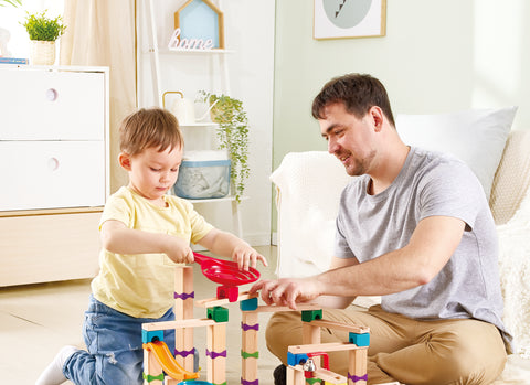 Hape Tricks N Twists Marble Wooden rack 129Pcs