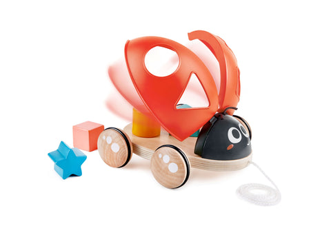 Wooden Ladybug-Themed Push and Pull-Along Toy