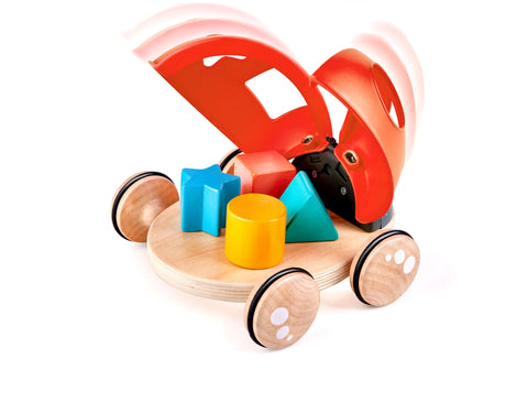 Wooden Ladybug-Themed Push and Pull-Along Toy
