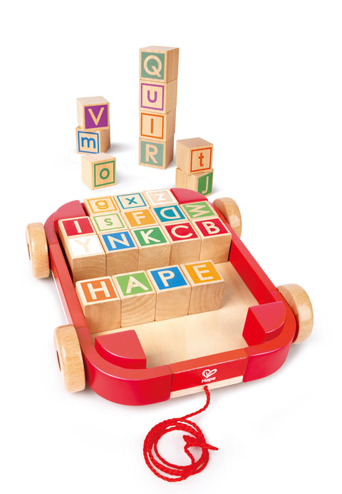 Hape Wooden Pull-Along Cart With Stacking Blocks