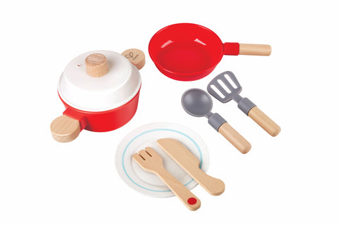 Hape Little Chef Cook & Serve Set, 3Y+, Red