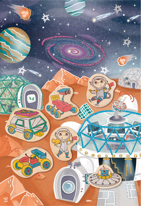 Hape DIY Mars Space Life Art & Craft Set with Wooden Magnets