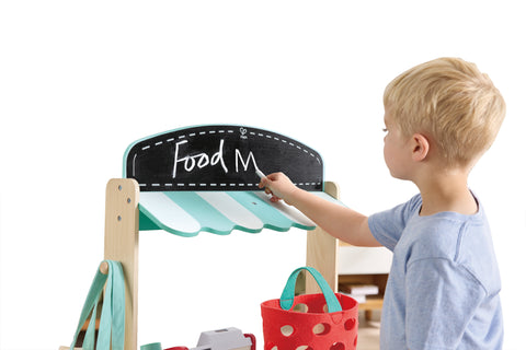 Wooden Farmers Market Stall Playset w/ Accessories 50pcs