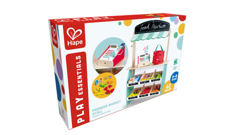 Wooden Farmers Market Stall Playset w/ Accessories 50pcs