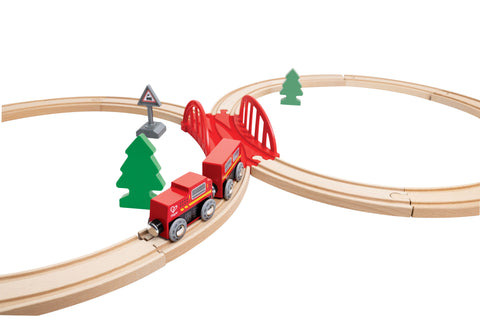 Hape Wooden Classic Figure8 Train and Railway Set 19pcs