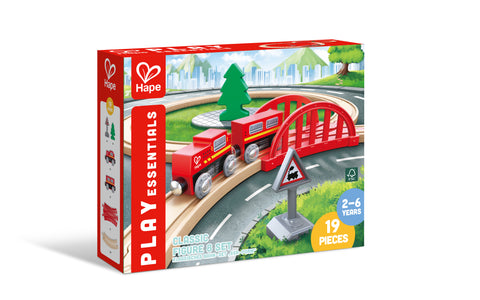 Hape Wooden Classic Figure8 Train and Railway Set 19pcs