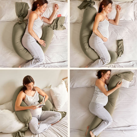 BBHUGME Organic Pregnancy Body Pillow - Olive/Olive
